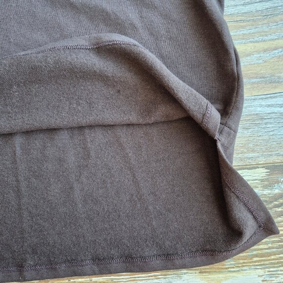 EUC EILEEN FISHER Terry Fleece Lined Raglan Sleeve Boxy Tunic Top Tencel Brown - Picture 8 of 12